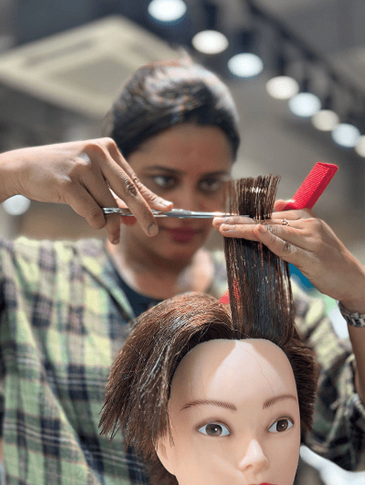 Beauty students learning at Velvet Lounge Academy